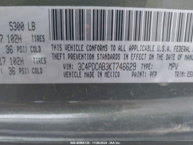 3C4PDCAB3KT746629 Dodge Journey Se Value Package