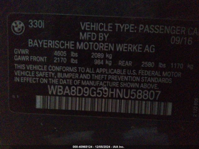 WBA8D9G59HNU58807 BMW 330i Xdrive