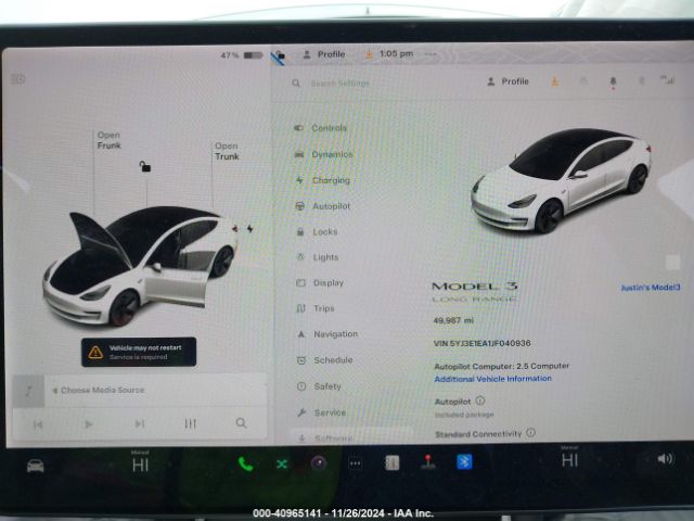 5YJ3E1EA1JF040936 Tesla Model 3 Long Range/mid Range