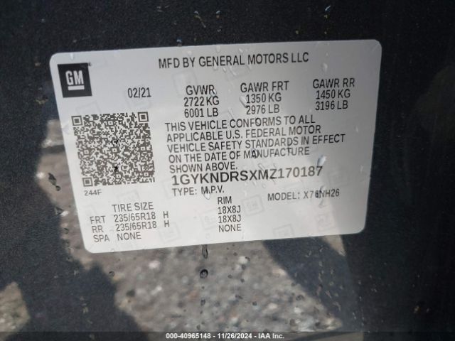 2021 CADILLAC XT5 1GYKNDRSXMZ170187 Photo 8