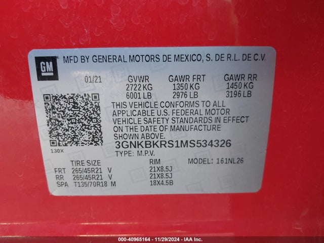Chevrolet Blazer Awd Rs 2021 3GNKBKRS1MS534326 Image 9
