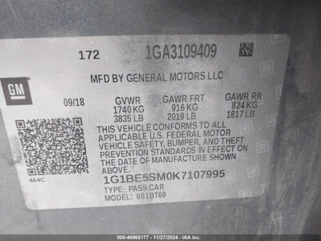 1G1BE5SM0K7107995 Chevrolet CRUZE LT