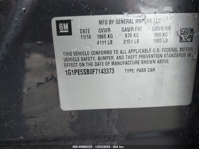 Chevrolet Cruze 2lt Auto 2015 1G1PE5SB0F7143373 Image 9