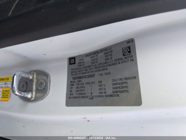1GCHSBEA1G1363597 Chevrolet Colorado Wt