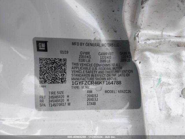 1GYFZCR46KF164788 Cadillac Xt4 Premium Luxury