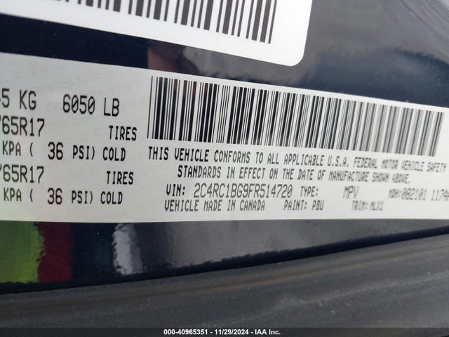 2C4RC1BG9FR514720 Chrysler Town & Country Touring