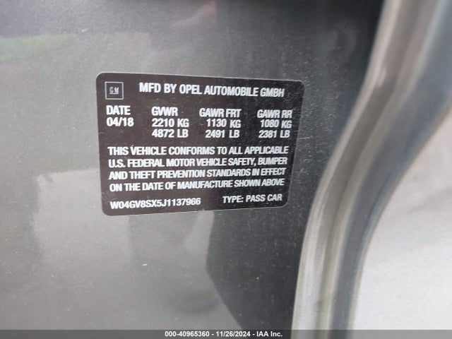 W04GV8SX5J1137966 Buick Regal Tourx Essence