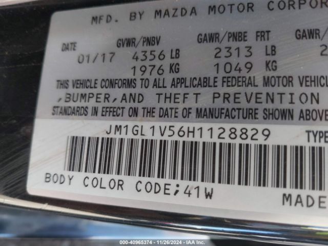 JM1GL1V56H1128829 Mazda Mazda6 Touring