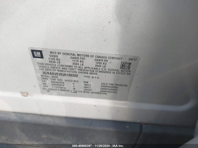 2GNAXVEV8J6188302 Chevrolet Equinox Premier