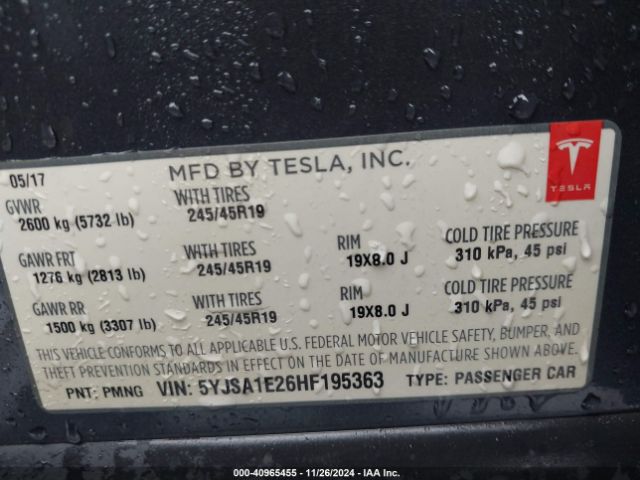 5YJSA1E26HF195363 Tesla Model S 100d/60d/75d/90d/p100d