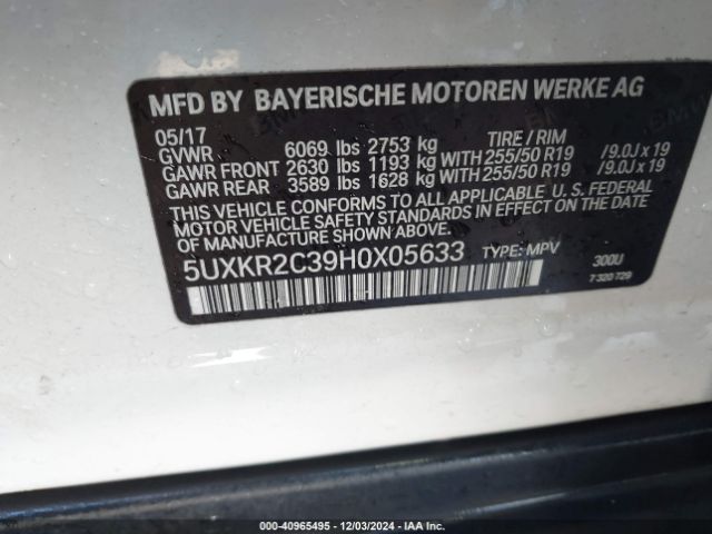 5UXKR2C39H0X05633 BMW X5 Sdrive35i
