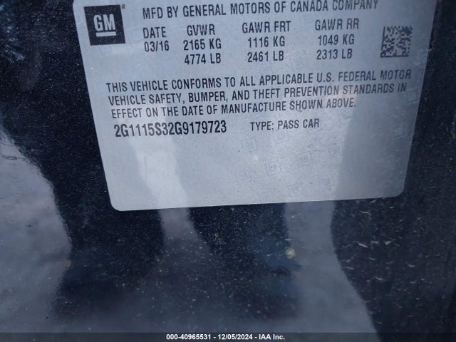 Chevrolet Impala 2lt 2016 2G1115S32G9179723 Image 9