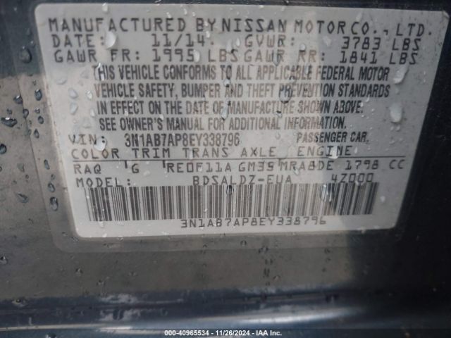 3N1AB7AP8EY338796 Nissan SENTRA SV