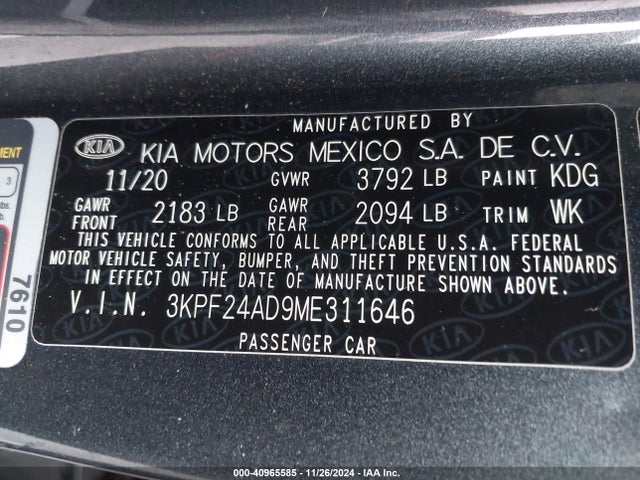 KIA Forte Lxs 2021 3KPF24AD9ME311646 Image 9