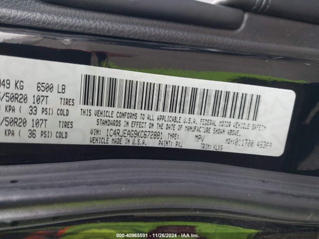 1C4RJEAG9KC672881 Jeep Grand Cherokee Altitude 4x2