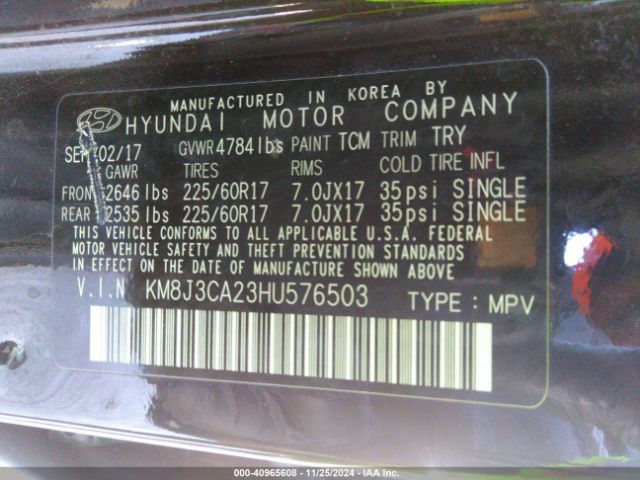 KM8J3CA23HU576503 Hyundai Tucson Eco