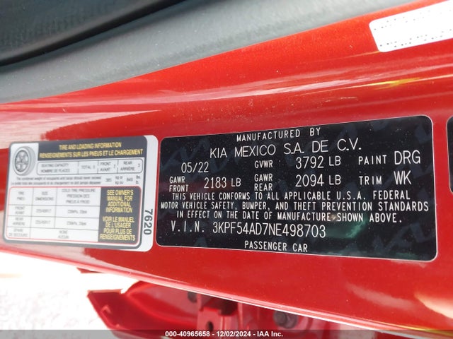 KIA Forte Gt-line 2022 3KPF54AD7NE498703 Image 9