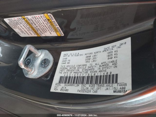 2011 MITSUBISHI ECLIPSE 4A31K5DF7BE011400 Photo 8