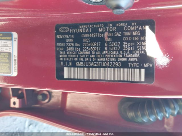 KM8JU3AG3FU042293 Hyundai TUCSON SE