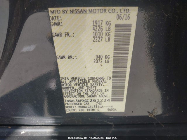 Nissan Altima 2.5 S 2016 1N4AL3APXGC261224 Image 9