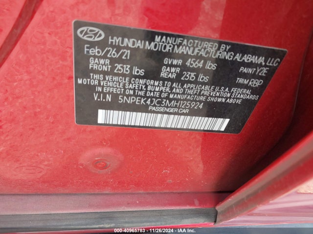 Hyundai Sonata N Line 2021 5NPEK4JC3MH125924 Image 9