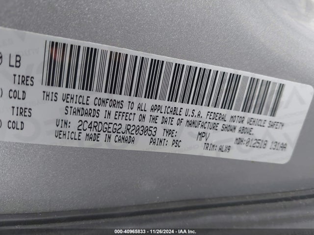Dodge Grand Caravan Gt 2018 2C4RDGEG2JR203053 Image 9