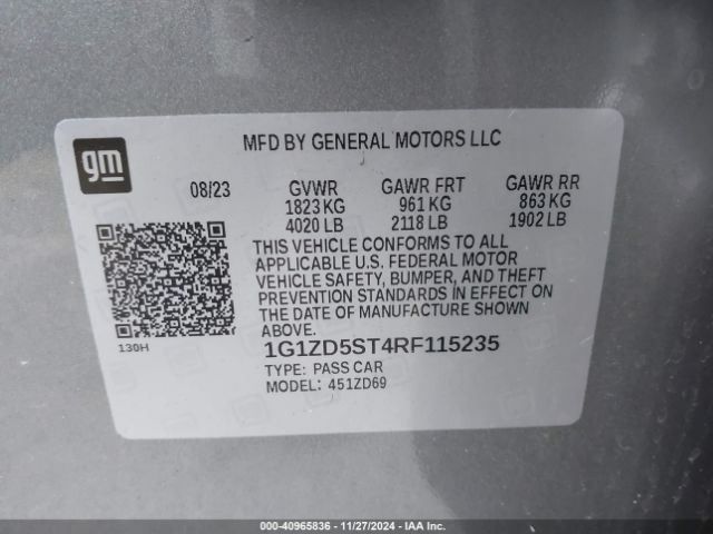 1G1ZD5ST4RF115235 Chevrolet Malibu Fwd 1lt