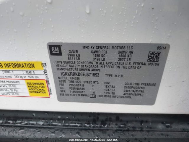 1GKKRRKD6EJ371592 GMC Acadia Slt-1