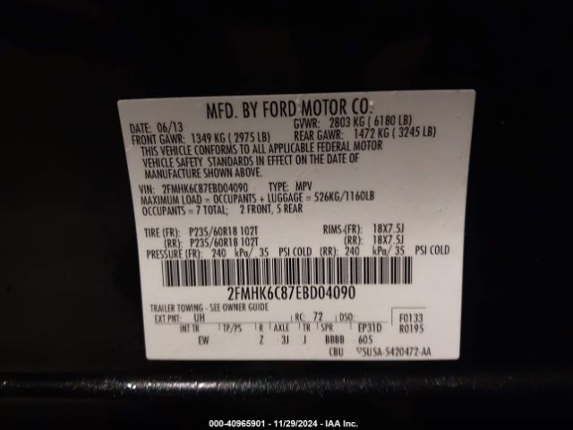 2FMHK6C87EBD04090 Ford FLEX SEL