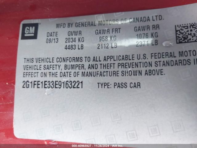 2G1FE1E33E9163221 Chevrolet Camaro 1ls