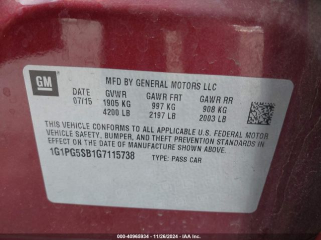 1G1PG5SB1G7115738 Chevrolet Cruze Limited Ltz Auto