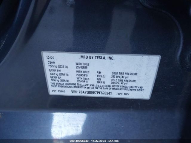 7SAYGDEE7PF628341 Tesla Model Y Awd/long Range Dual Motor All-wheel Drive