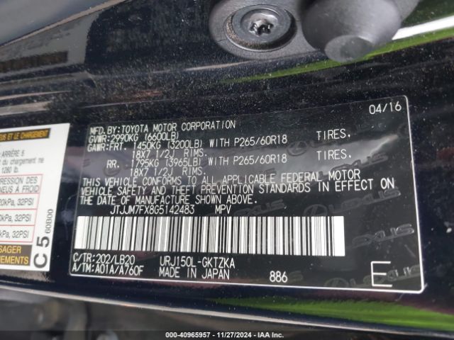 JTJJM7FX8G5142483 Lexus Gx 460 Luxury