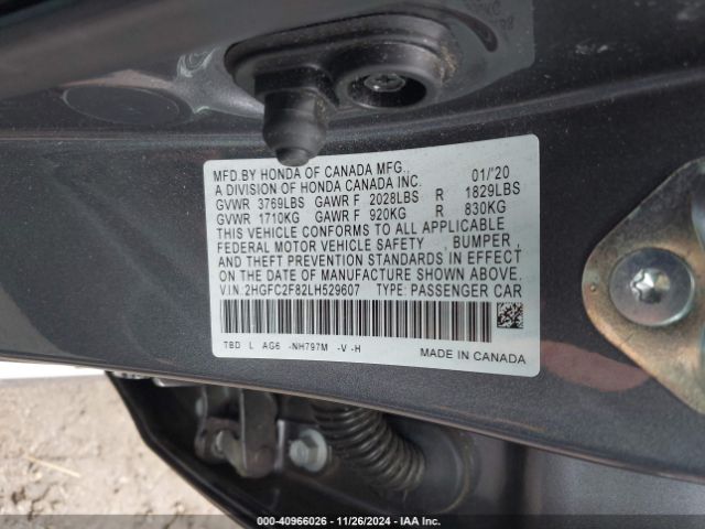 2HGFC2F82LH529607 Honda Civic Sport