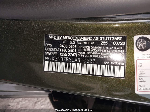 W1KZF8EB3LA810533 Mercedes-Benz E 350 4matic