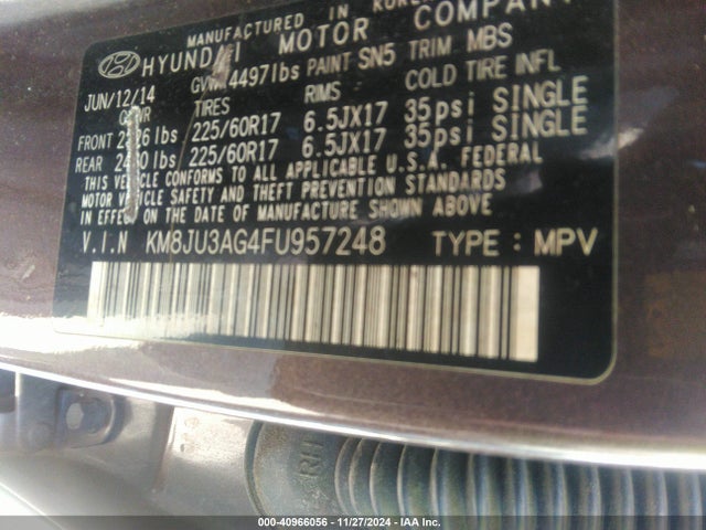 KM8JU3AG4FU957248 Hyundai dohc gdi theta ii