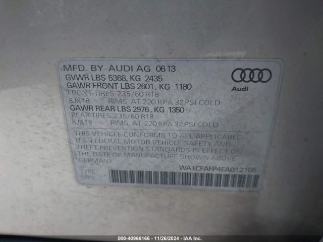 WA1CFAFP4EA012105 Audi Q5 2.0t Premium