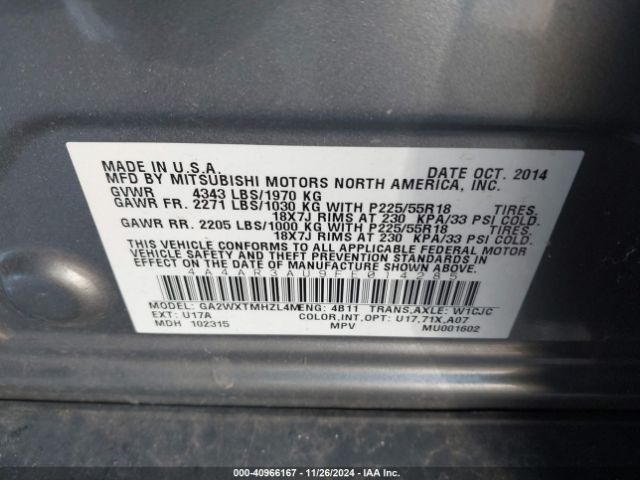 2015 MITSUBISHI OUTLANDER SPORT 4A4AR3AU9FE014285 Photo 8