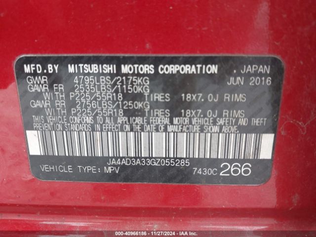 JA4AD3A33GZ055285 Mitsubishi Outlander Sel