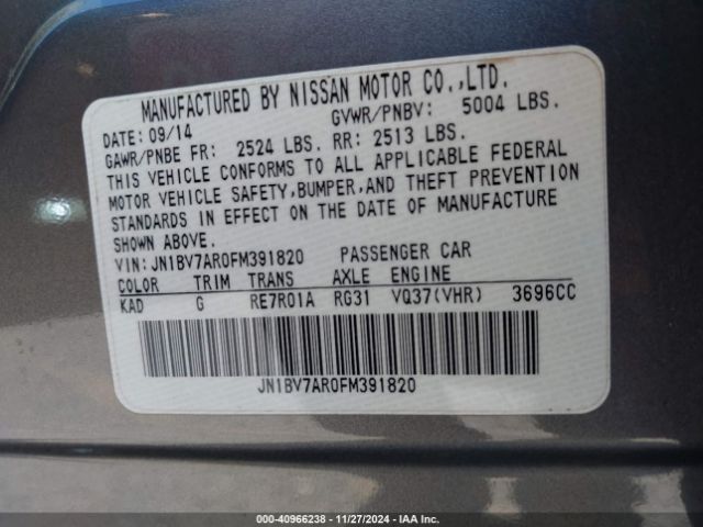 JN1BV7AR0FM391820 Infiniti Q50 Premium