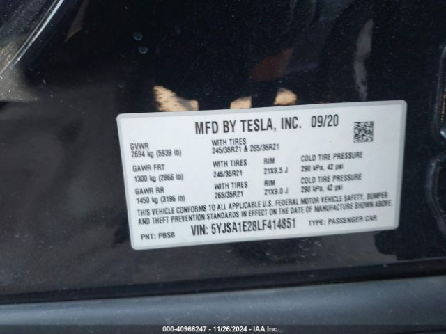 5YJSA1E28LF414851 Tesla MODEL S