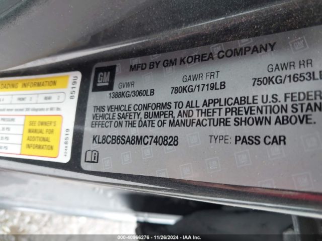 KL8CB6SA8MC740828 Chevrolet Spark Fwd Ls Automatic