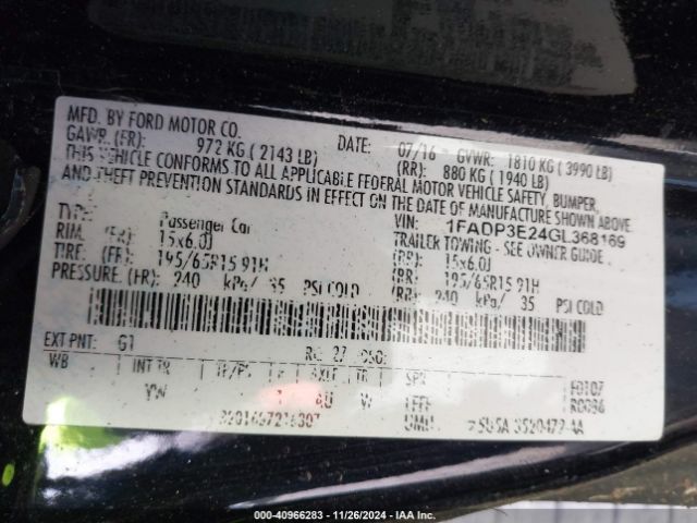 1FADP3E24GL368169 Ford FOCUS S