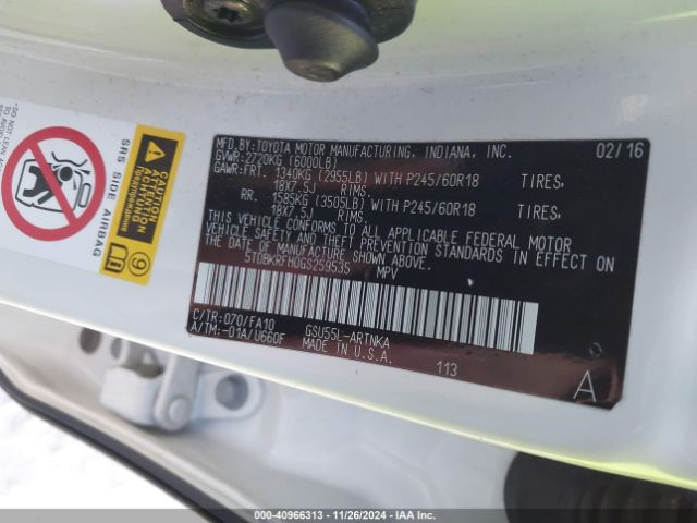 5TDBKRFH0GS259535 Toyota Highlander Le Plus V6