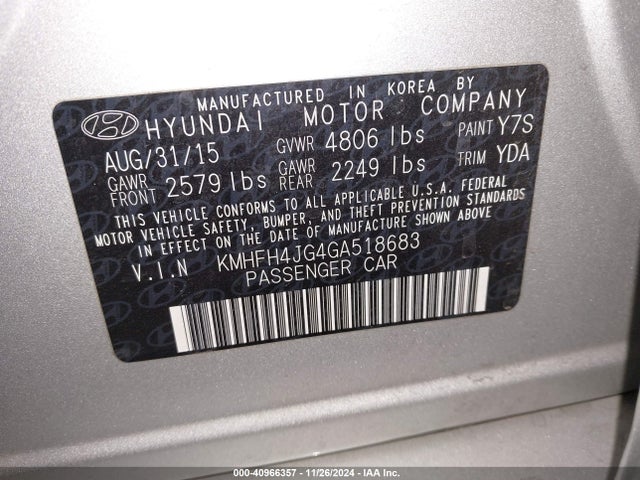 Hyundai Azera Limited 2016 KMHFH4JG4GA518683 Image 9