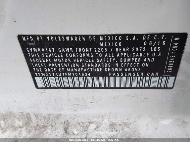 3VW217AU7FM104634 Volkswagen Golf Tsi Se 4-door