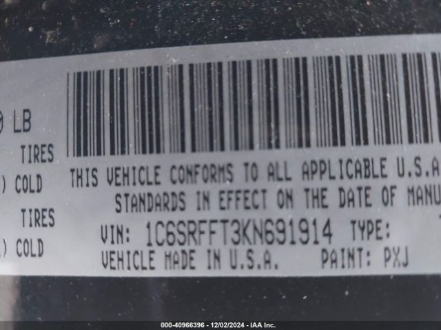 1C6SRFFT3KN691914 RAM 1500 Big Horn/lone Star  4x4 5'7 Box