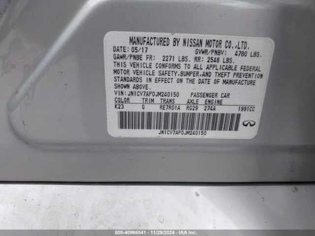 JN1CV7AP0JM240150 Infiniti Q50 2.0t Luxe