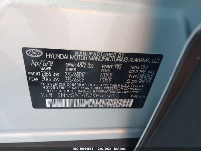 Hyundai Santa Fe Se 2019 5NMS2CAD7KH114361 Image 9