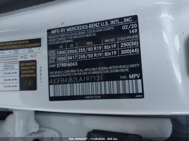 Mercedes-Benz GLE 350 2020 4JGFB4JB2LA197131 Image 9